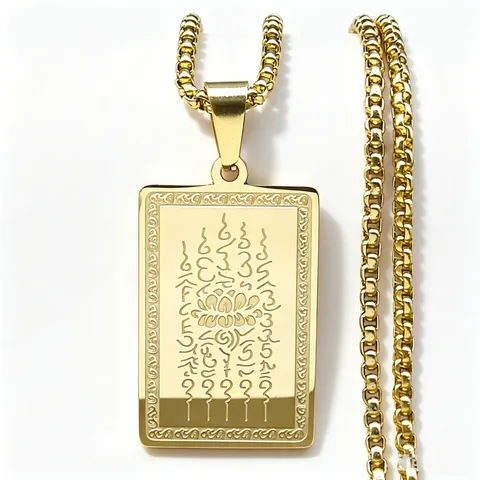 Roestvrij Staal Thaise Boeddha Amulet Hanger Halsketting Voor Mannen Vrouwen Goud Zilver Verguld Religieuze Sieraden