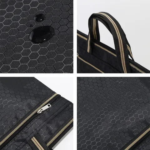 Waterproof Oxford Cloth Business Document Bag Double Layer Zipper Office Briefcase Portable Meeting File Storage Bag