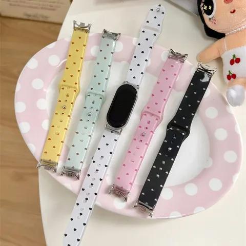 Cinturino per Smartwatch in Silicone Minimalista Carino Cuore a Pois Motivo Cinturino di Ricambio per Orologio Intelligente