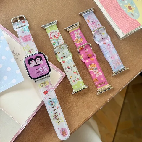 Cartoon Silikon Sport Uhrenarmband Kompatibel Mit Apple Watch Series Ultra Se Weiches Ersatzarmband Niedlicher Druck