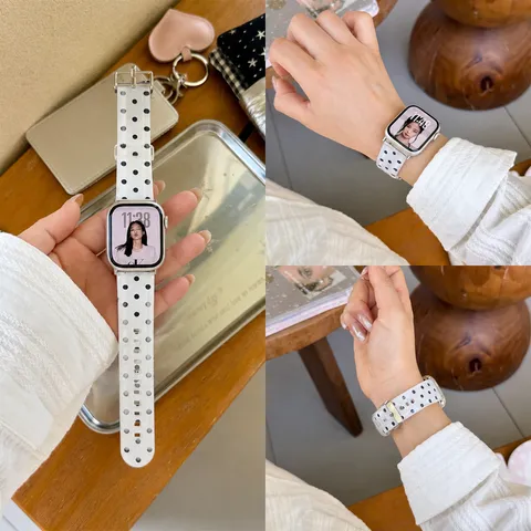 Korean Style Polka Dot TPU Silicone Watch Strap Replacement Band Fashion Daily Wear Accessories For Smartwatch
