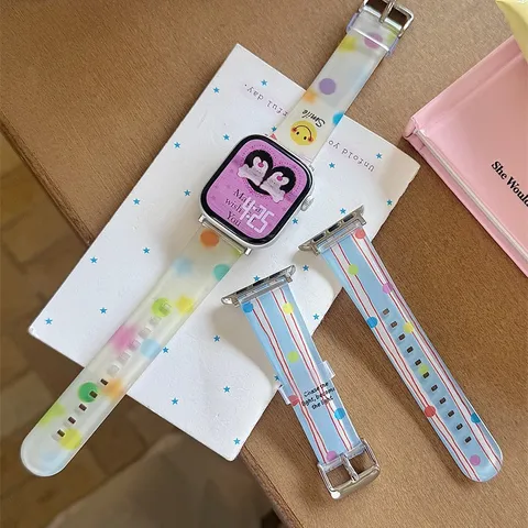 Cartoon Graffiti TPU Silicone Watch Band For Smartwatch Ultra Series Replacement Wrist Strap Fashion Accessory