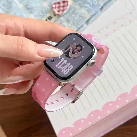 Soft TPU Polka Dot Love Heart Pattern Smartwatch Band Replacement Strap Accessory For Smart Watch