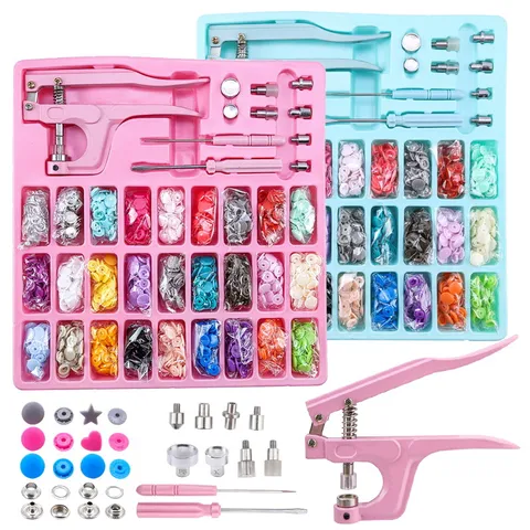 T5 Resin Snap Fasteners Kit Colorful Plastic Press Studs With Hand Pliers Installation Tool Sewing Accessories For Baby Kids Clothing DIY Craft