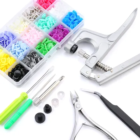T5 Resin Snap Fasteners Kit Colorful Plastic Press Studs With Hand Pliers Installation Tool Sewing Accessories For Baby Kids Clothing DIY Craft