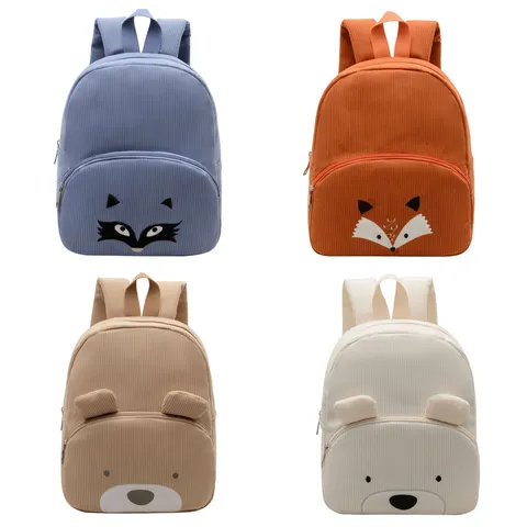 Kinder Cord Cartoon Tier Rucksack Niedlich Bär Fuchs Design Schulranzen Für Grundschüler Leichter Reise Rucksack