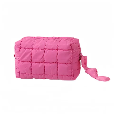 Gewatteerde Puffer Cosmetische Tas Nylon Waterdichte Reizen Make-up Pouch Draagbare Toiletartikelen Organizer Handtas Voor Vrouwen