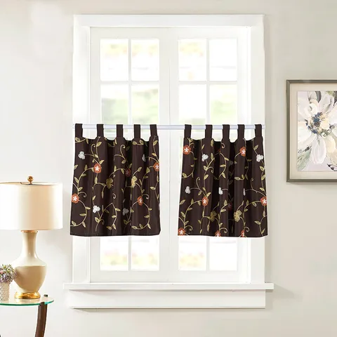 Estilo Coreano Japonés Algodón Cortina Corta Cocina Ventana Cortina Floral Bordada Bucle Colgante Café Cortina Decoración Hogar