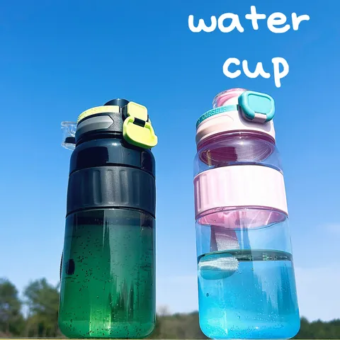 Large Capacity Plastic Sports Water Bottle Portable Straw Tumbler Outdoor Fitness Cup For Men And Women Daily Travel