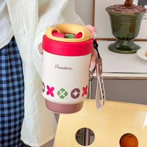 316 Stainless Steel Vacuum Insulated Coffee Mug Portable Ceramic Inner Flask Dual Drinking Travel Water Bottle Gift