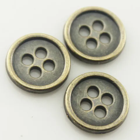 Vintage Bottoni di Metallo in Lega Bronzo Antico Tondo 4-Fori Bottoni da Cucito per Jeans Camicie Cappotti Abiti Artigianato DIY