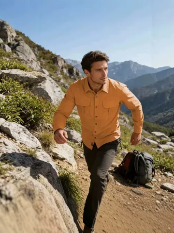 Men's Casual Long Sleeve Cargo Shirt Outdoor Quick Dry Tactical Workwear Button Down Shirt with Chest Pockets