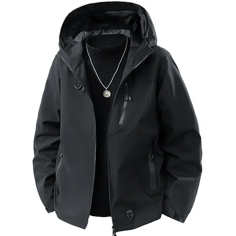 Heren Windjack Waterdichte Capuchon Jas Lente Herfst Buitensport Casual Mantel Volledige Rits Actieve Jas