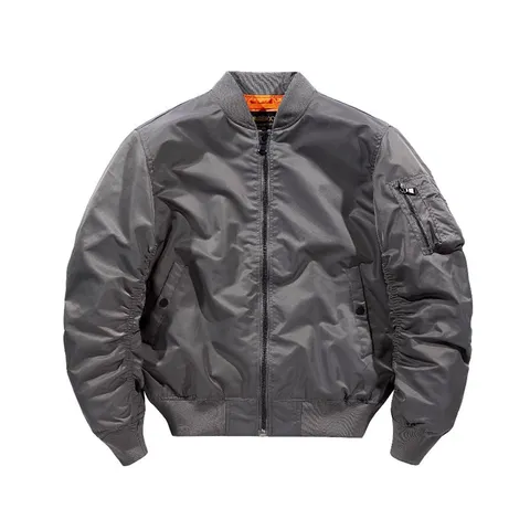 Men's Classic MA-1 Bomber Jacket Casual Windproof Long Sleeve Full Zip Lightweight Flight Jacket Outerwear