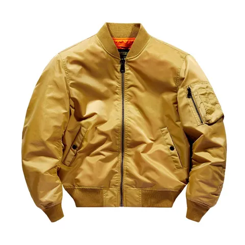Men's Classic MA-1 Bomber Jacket Casual Windproof Long Sleeve Full Zip Lightweight Flight Jacket Outerwear