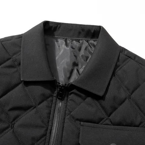Giacca Imbottita Invernessa Spessa da Uomo Business Casual Colletto Risvolto Calda Trapuntata Zip Taglie Forti