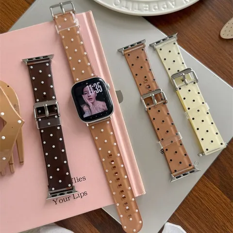 Cinturino per Smartwatch in TPU a Pois Jelly Trasparente Cinturino di Ricambio per Apple Watch Moda
