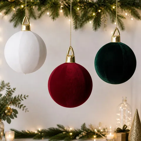 Bola de Navidad Inflable de Terciopelo Adorno Colgante Gran Copo Decoración de Árbol de Navidad Fiesta Vacaciones Accesorios de Diseño de Escenas