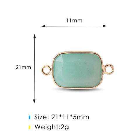 Connecteur Rectangulaire en Pierre Naturelle Double Fermoir Alliage Électroplaqué Accessoires de Bijoux DIY pour Colliers Bracelets