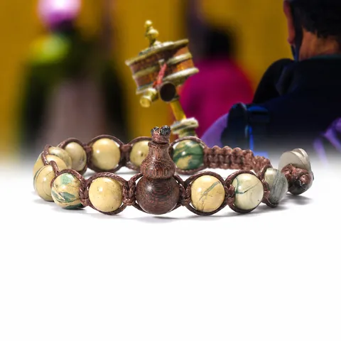 Natural Stone Tiger Eye Agate Gourd Charm Bracelet Handmade Braided Rope Unisex Ethnic Adjustable Bead Bracelet Jewelry Gift