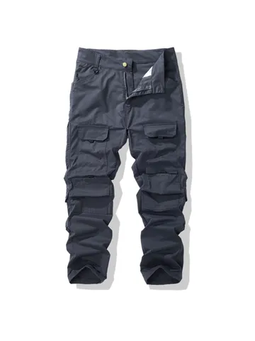 Men's Casual Cargo Pants Multi-Pocket Straight Fit Quick-Drying Thin Trousers For Outdoor Sports Autumn Daily Wear