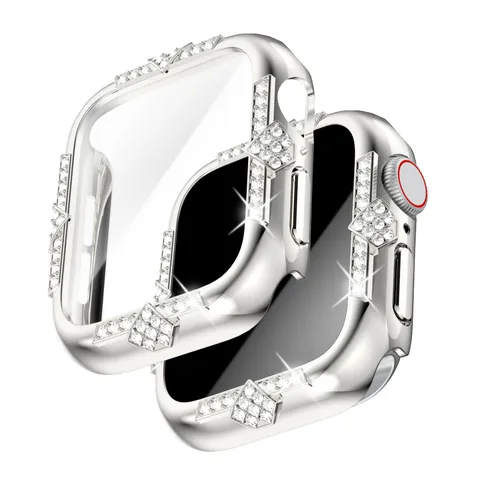 PC Galvanisiert Strass Schutzhülle Für Smartwatch Kristall Diamant Bumper Uhrenabdeckung Zubehör