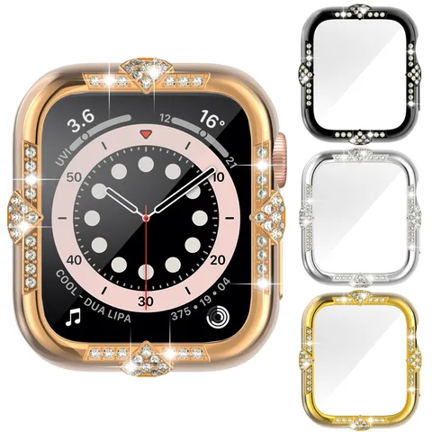 PC Galvanisiert Strass Schutzhülle Für Smartwatch Kristall Diamant Bumper Uhrenabdeckung Zubehör