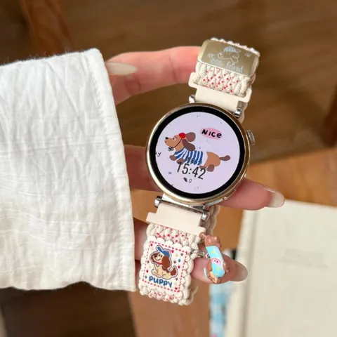 Cinturino Per Orologio In Nylon Tessuto Con Ciondolo Animale Cartone Animato Compatibile Con Smartwatch Bracciale Di Ricambio Moda