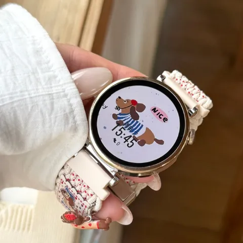 Cinturino Per Orologio In Nylon Tessuto Con Ciondolo Animale Cartone Animato Compatibile Con Smartwatch Bracciale Di Ricambio Moda