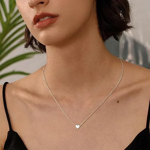 Collana con Ciondolo a Cuore in Rame Minimalista Placcata in Oro e Argento Gioielli di Moda