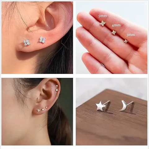 Lussuosi Orecchini a Bottone in Ottone Placcato Oro 14K Set Quadrifoglio Fiore Stella Fiocco Strass Per Donna Orecchini Minimalisti Gioielli