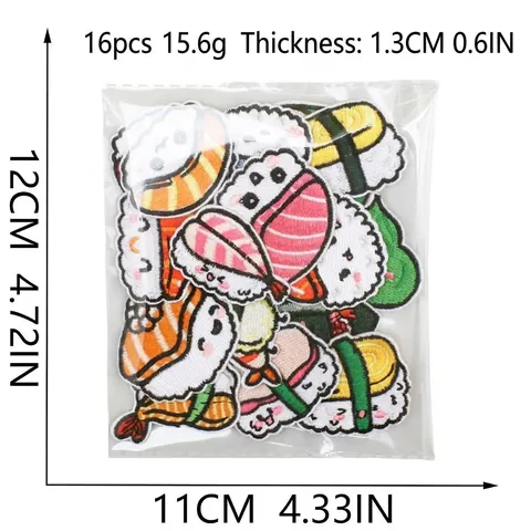 Japanese Style Cartoon Sushi Embroidered Patch Creative Food Patch Iron On Badge For Clothes Bags DIY Sewing Applique Decoration