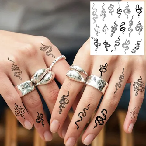 Adesivi Per Tatuaggi Temporanei Per Corpo E Dito In Bianco E Nero Minimalista Stile Ins Impermeabile Carta Per Tatuaggi D'Arte Minimalista Per Donne Uomini