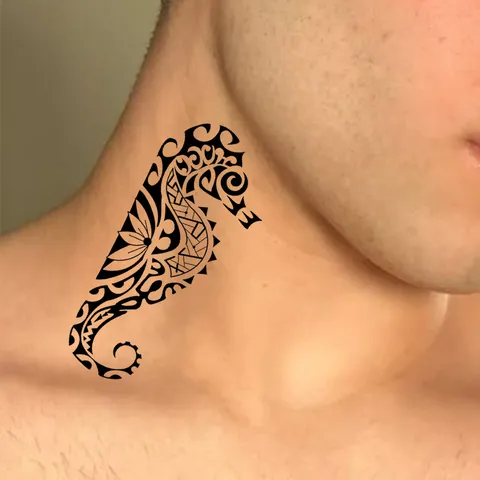 Pegatina de Tatuaje Temporal de Totem Negro y Blanco para Mano Cuello Arte Corporal Impermeable