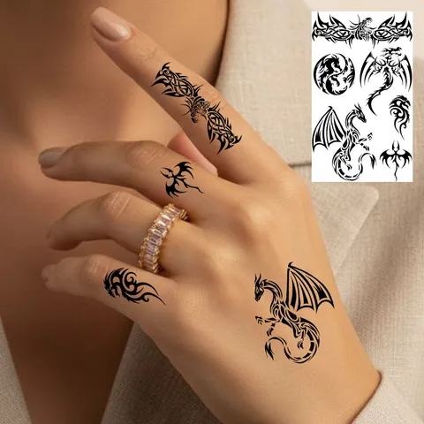 Temporary Tattoo Sticker Waterproof Black Dragon Totem Body Art Fake Tattoo For Men Women Party Body Decoration