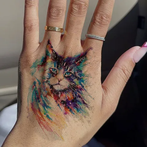 Adesivi Per Tatuaggi Temporanei Impermeabili Design ad Acquarello per Animali Colorati Finto Tatuaggio Per Mano Collo Body Art Festa Trucco