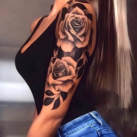 Adesivo per Tatuaggio Temporaneo Impermeabile Per Braccio Body Art Design Floreale Animale Tatuaggio Finto Lunga Durata Per Uomini Donne