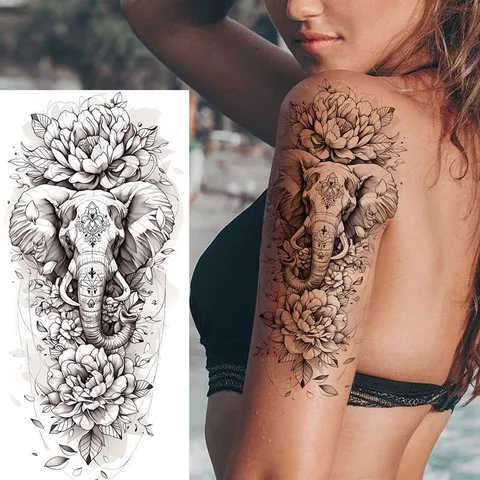 Adesivo per Tatuaggio Temporaneo Impermeabile Per Braccio Body Art Design Floreale Animale Tatuaggio Finto Lunga Durata Per Uomini Donne