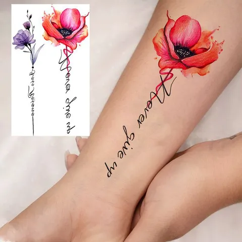 Adesivi per Tatuaggi Temporanei Impermeabili Floreale Rosa Loto Mano Dito Finti Tatuaggi Body Art Trucco Adesivi per Festa Donna
