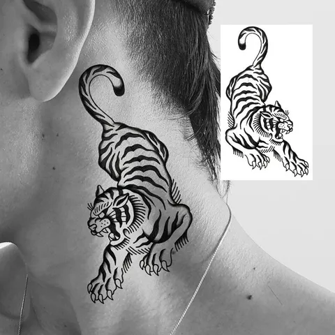 Adesivi per Tatuaggi Temporanei in Stile Chicano Impermeabili Design Totem Bianco e Nero Accessori per Trucco per Festa