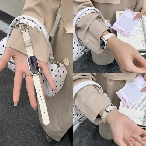 Koreaanse Stijl Polka Dot Gebreide Horlogeband Vervangende Band Zachte Stof Polsband Voor Smartwatch Accessoires