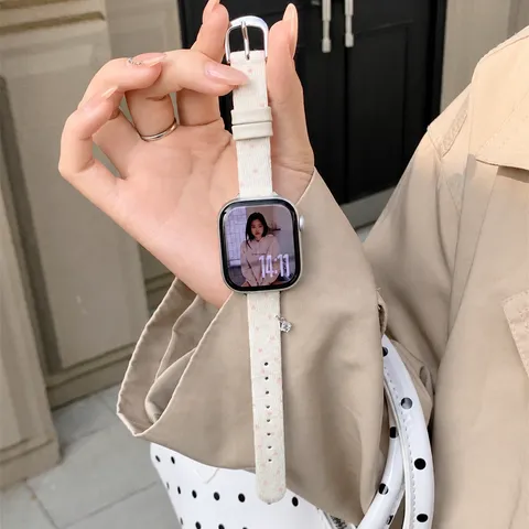 Koreaanse Stijl Polka Dot Gebreide Smartwatch Band Zachte Stof Vervangende Band Voor Accessoires