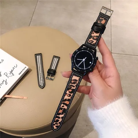 Genuine Leather And Canvas Smartwatch Replacement Band Strap Traditional Style Wristband Accessories