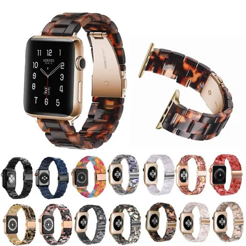 Resin Watch Band Compatible With Smart Watch SE Series Tortoiseshell Transparent Replacement Strap Fashion Wristband Bracelet