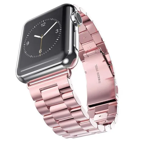 Roestvrij Staal Metalen Vervanging Horlogeband Voor Smartwatch Compatibele Drie Kralen Metalen Link Armband