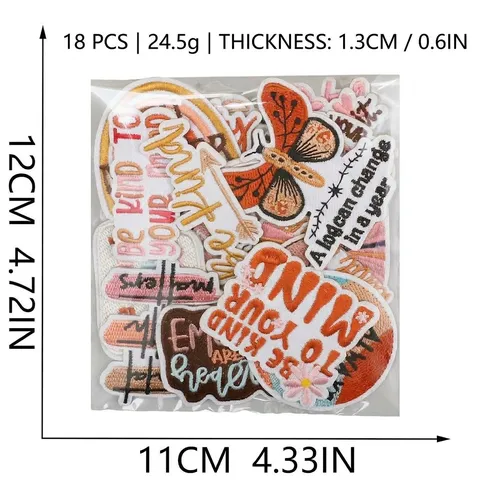 Inspirational Mental Health Quotes Embroidered Patches Rainbow Butterfly Decorative Iron On Badges For Clothing Bags DIY Sew On Applique