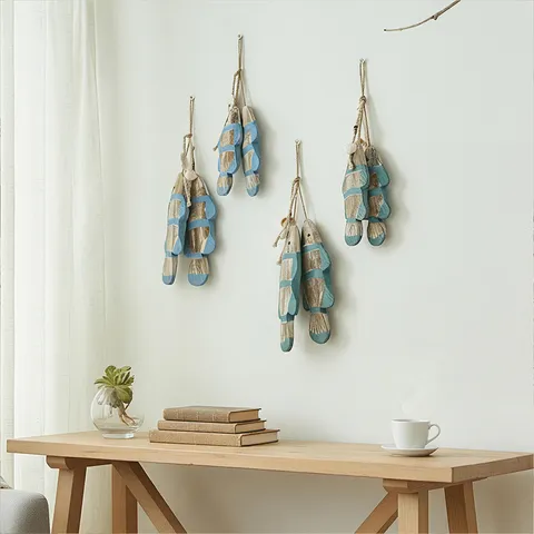 Decorazione da Parete Appesa con Corda di Pesce in Legno Mediterraneo Ornato Costiero Invecchiato Per Soggiorno Sala da Pranzo Caffè