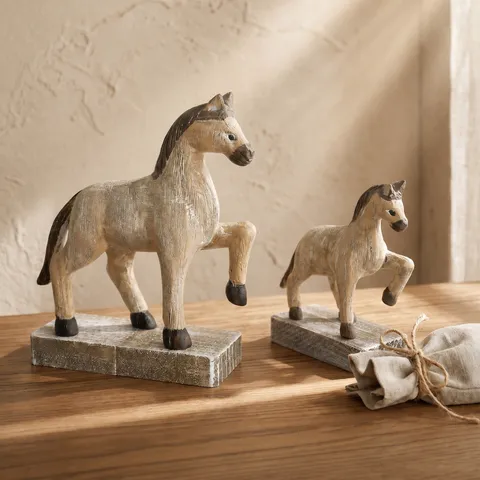 Ornamento di Cavallo di Troia in Legno Retro Vintage Artigianale Legno Massello Decorazione Scrivania Statua Accessorio Fotografia
