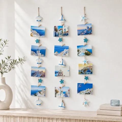 Mediterranean Style Photo Wall Hanging Decoration Marine Theme Starfish Shell Photo Clip Home Wall Decor Pendant