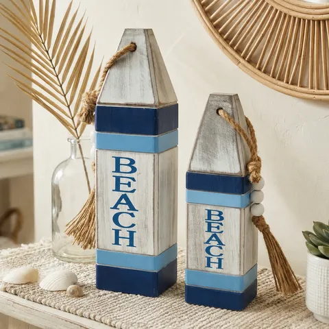 Mediterranean Style Wooden Buoy Wall Decor Beach Letter Hanging Ornament Vintage Nautical Home Wall Decoration